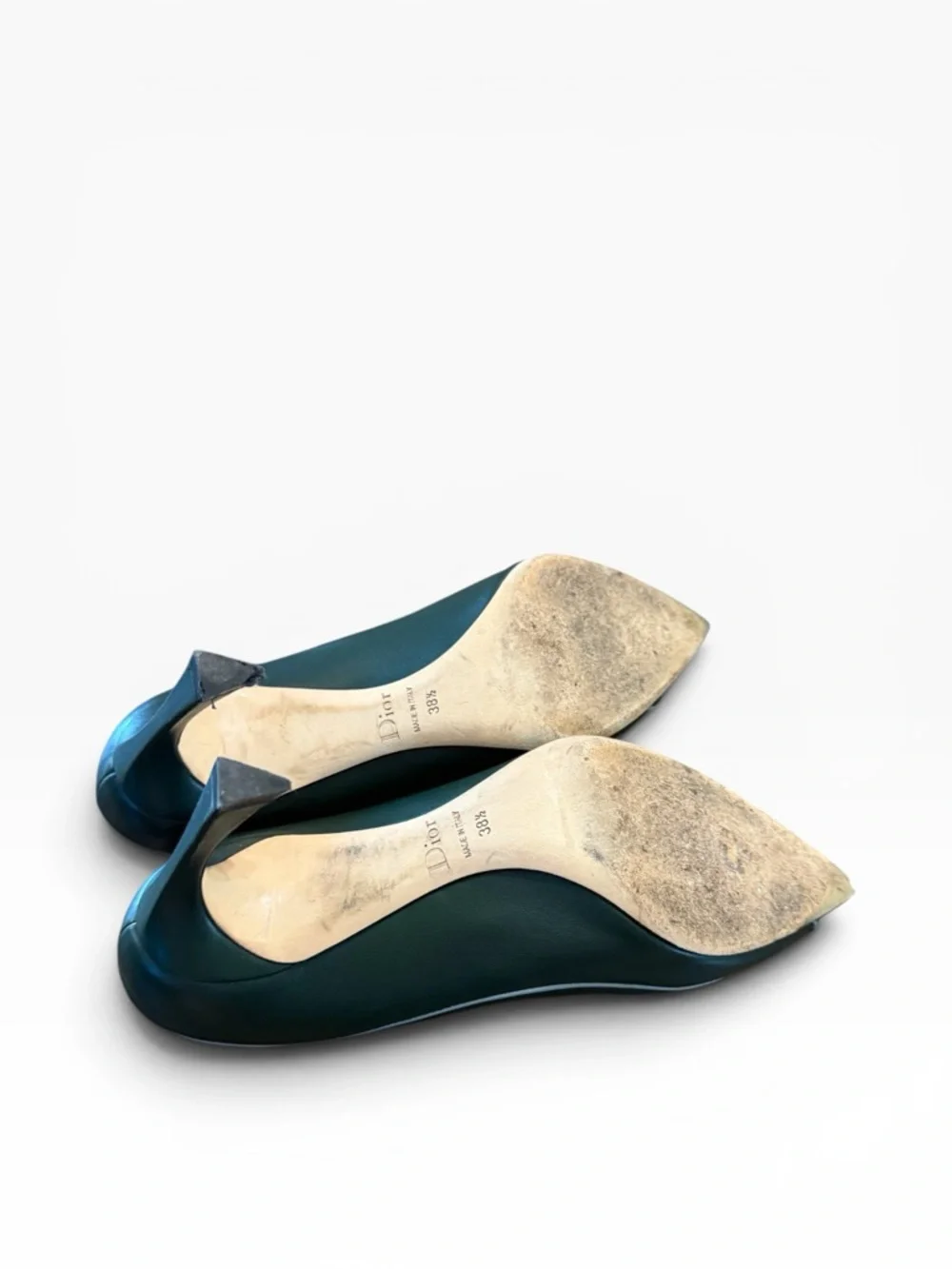 Christian Dior Chromatic  Green Leather Curved Stiletto Pumps EU 38.5 US 8.5